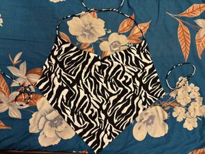 Zebra Print Halter Top