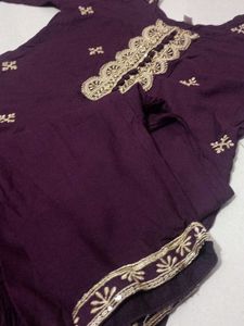 Embroidered Kurta Set - Rich Plum