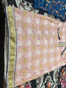 Elegant Pink Kurta with Blue Dupatta