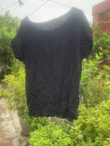 Black White Floral Print Top