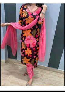 Vibrant Floral Kurta Set with Dupatta