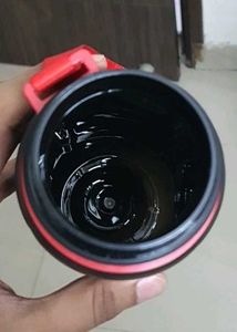 Black Sports Water Bottle with Red Accents