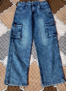 Boys Blue Cargo Jeans – Wide Leg