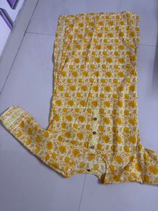 Yellow Printed Kurta Set
