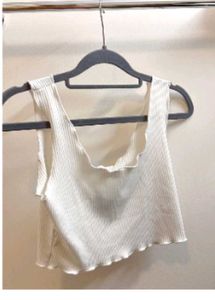Shein Ofwhite Butterfly Embroidered Tank Top