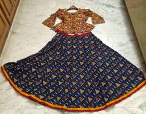Blue printed ethnic lehenga set