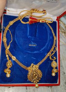 Long Golden Necklace With Earrings