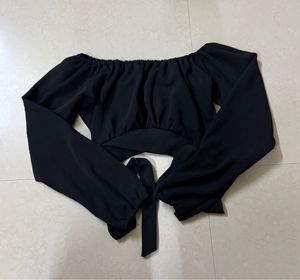 Black Square Neck Crop Top