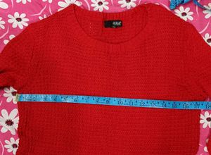Crochet Red Knit Pullover