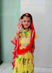 Yellow Floral Lehenga Choli Set,3 Year Baby Girl
