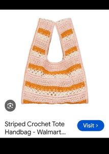 wild fable Striped Crochet Tote Handbag