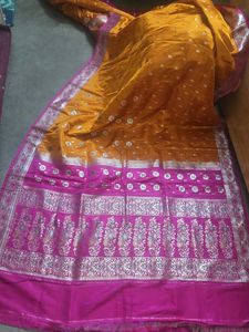 Elegant Yellow & Pink Banarasi Saree