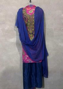 Elegant Pink Printed Kurta Set with Dupatta
