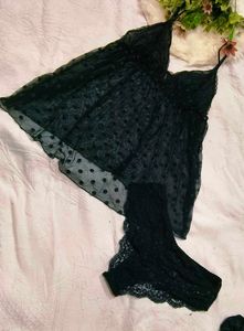 Sheer Polka Dot Babydoll slip with brief 👍