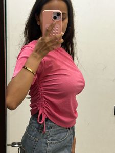 Chic Pink Ruched Tee