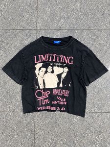 unisex y2k Washed Black Cropped T-Shirt