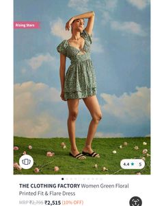Floral Green Flared Dress