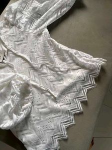 White Lace V-Neck Tunic Top