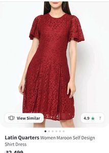Red Lace Midi Dress