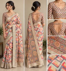 Cotton  Designer Geometric Print Saree