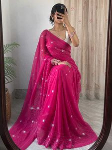 Pink y2k embellished bollywood 90s saree