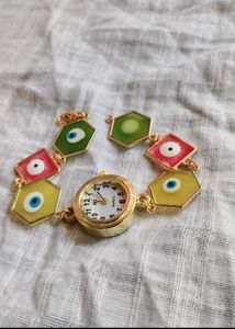 Evil Eye Charm Bracelet Watch