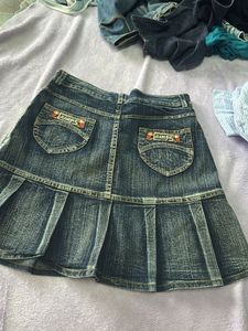Denim Mini Skirt with Lace-Up Detail28-32