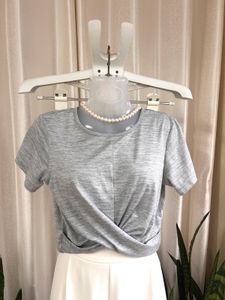 Imported grey Front twist crop top