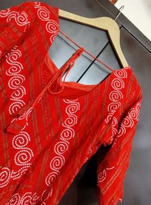 Red🔴 Anarkali Printed Kurti For 40 Bust