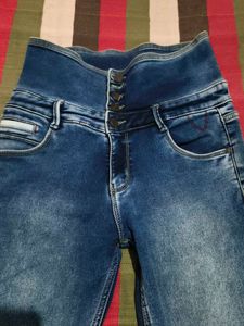 High Waisted Blue Denim Jeans