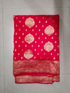 Red Pure Katan Silk Banarasi Saree