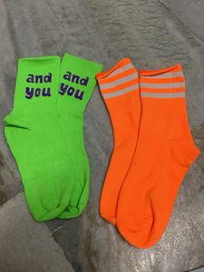Vibrant Neon & Orange Striped Socks