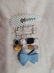 Pearl & Gemstone Hair Clips Set