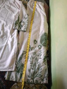 White Kurta with Green Print