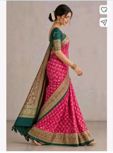 Stunning Pink Banarasi Silk Saree