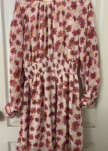 Floral Print Smocked Waist Dress