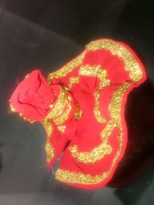 Beautiful Red &amp; Gold dress for krishna ji