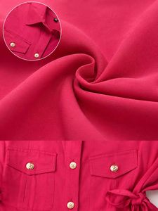 Chic Red Button-Up Shirt Dress