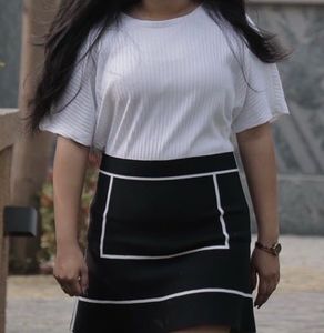 Chic White Ribbed Top with Flutter Sleeves