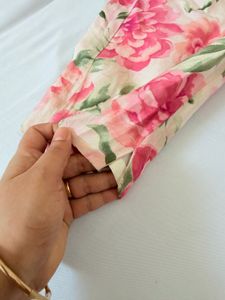 Floral Print Wide Leg Pants