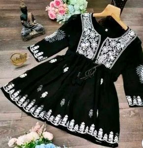 Black Chikankari Short Kurti