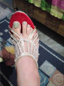 Golden Embellished Wedges