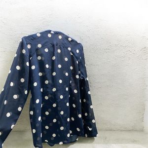 Chic Navy Polka Dot Sheer shirt