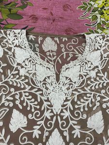 Sheer Embroidered Net Kurti (Lucknowi/Chikankari)