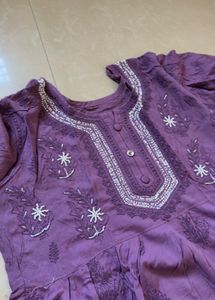 Beautiful Embroidered Purple Kurta