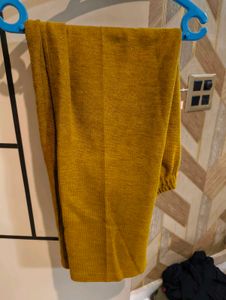 Elegant Mustard Embroidered Kurta Set Woolen