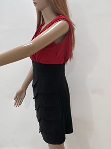 Chic Red &amp; Black Tiered Sheath Dress