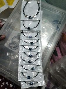 Baby Black Moti Anklet and bracelet