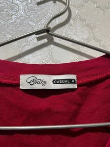 Red V-Neck Crop Top with Logo❤️❤️