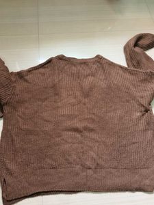 Brown Knitted Crew Neck Sweater